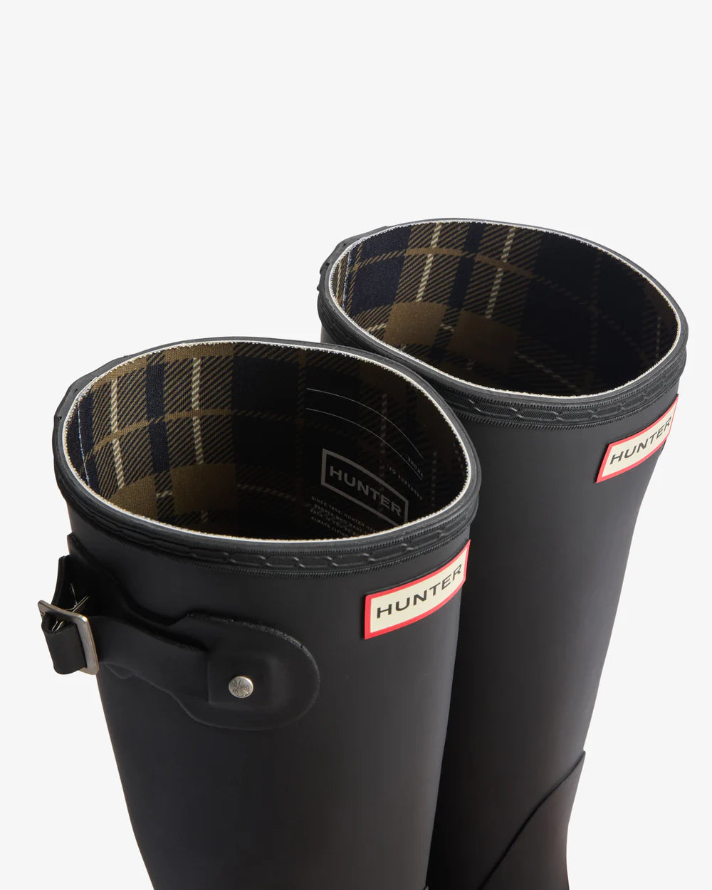 Hunter Women's black tartan lining tall wellington boot