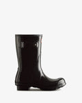 Hunter Women's black original short gloss wellington boot