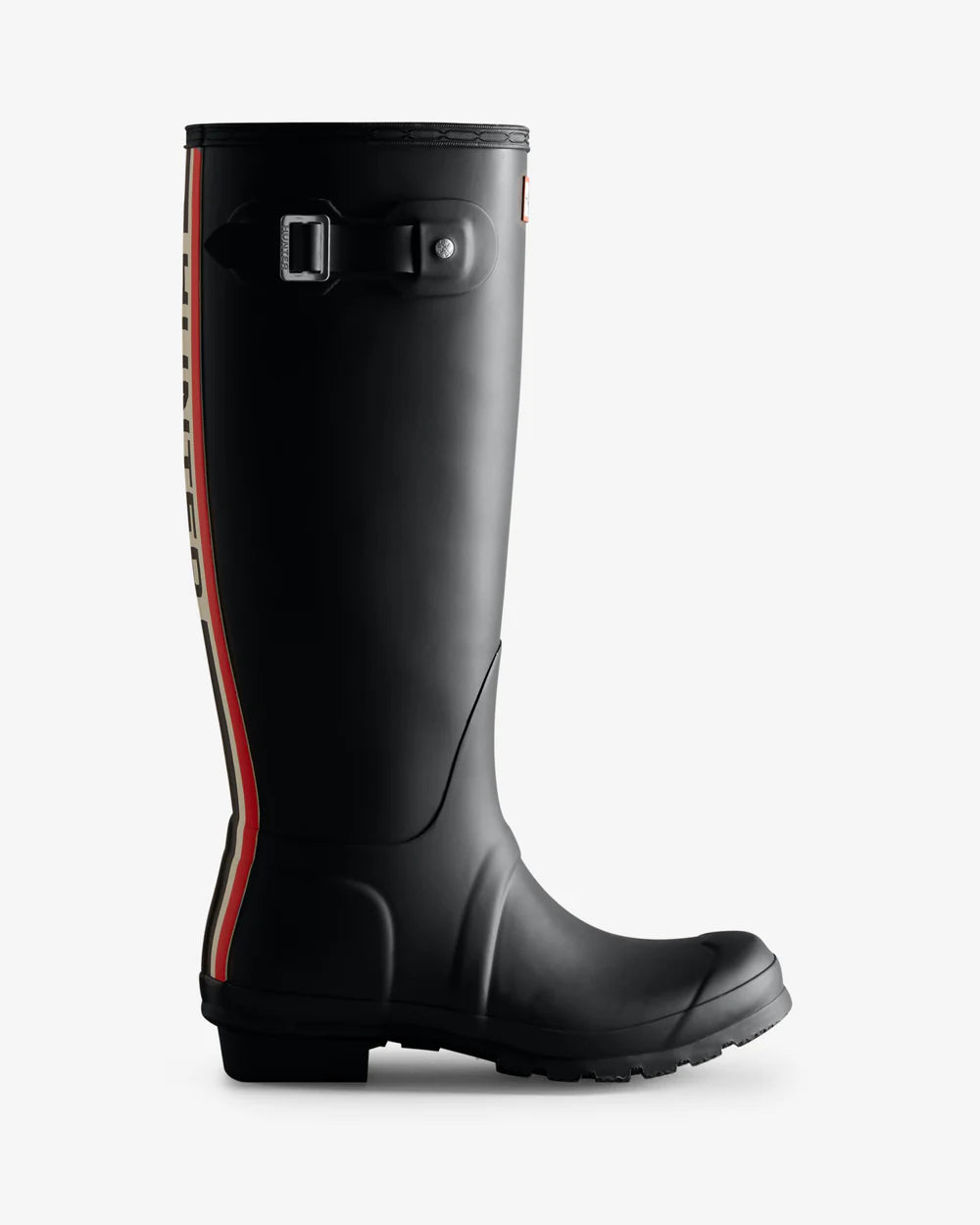 Hunter Women's black tri-colour logo backstrap tall wellington boot