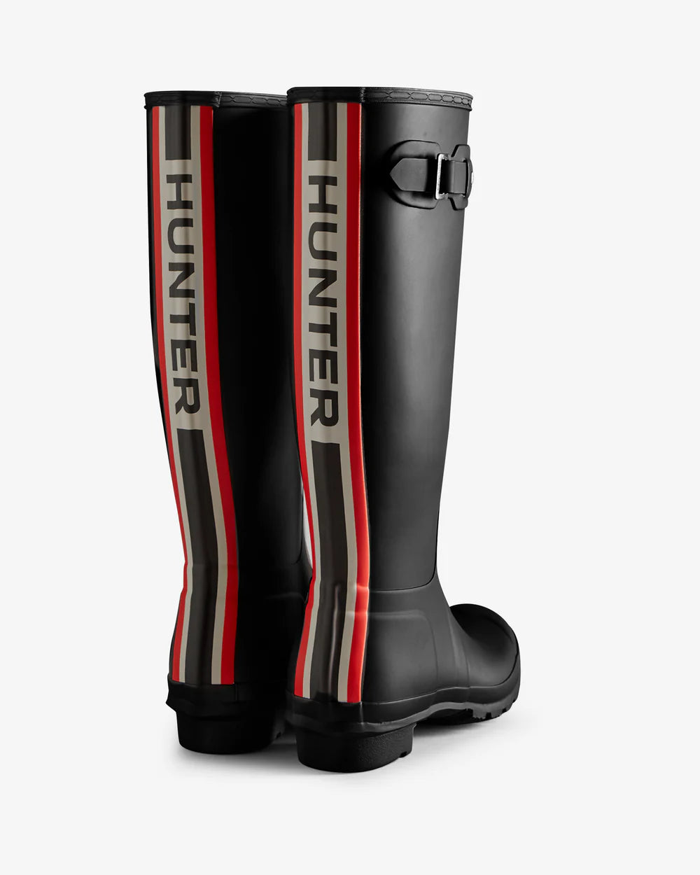 Hunter Women's black tri-colour logo backstrap tall wellington boot