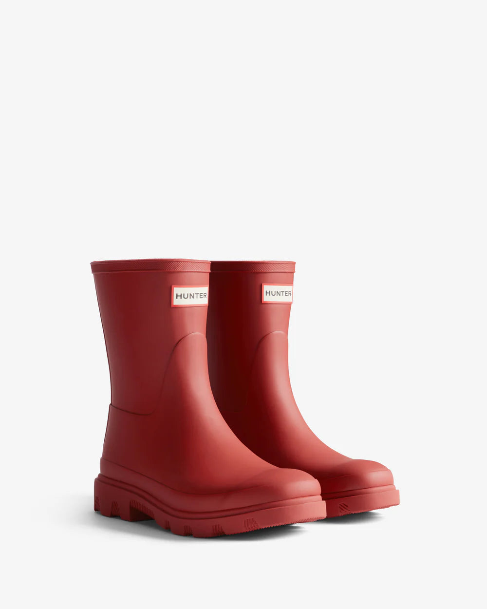 Hunter Women's military red downpour short wellington boot