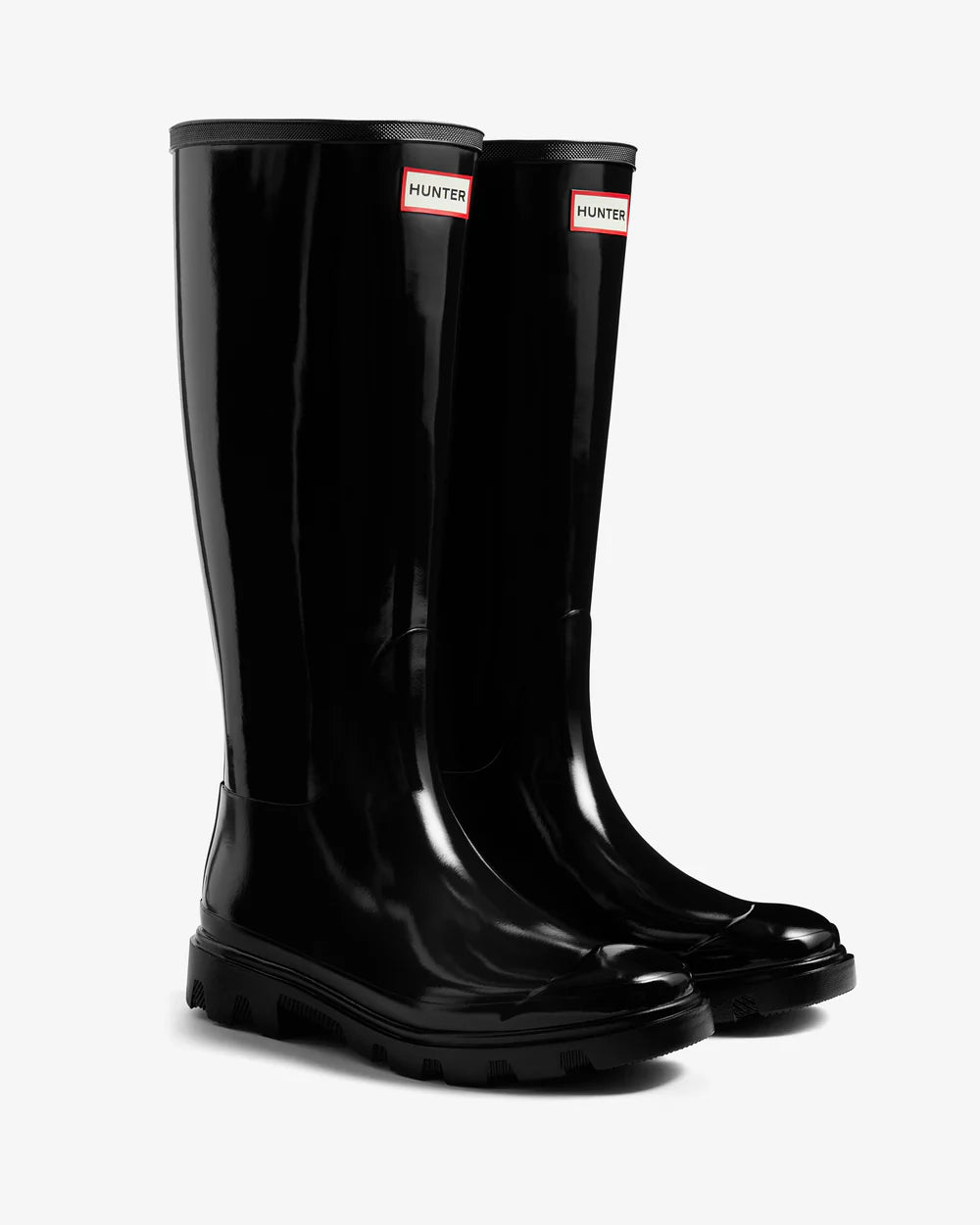 Hunter Women's black downpour tall gloss wellington boot