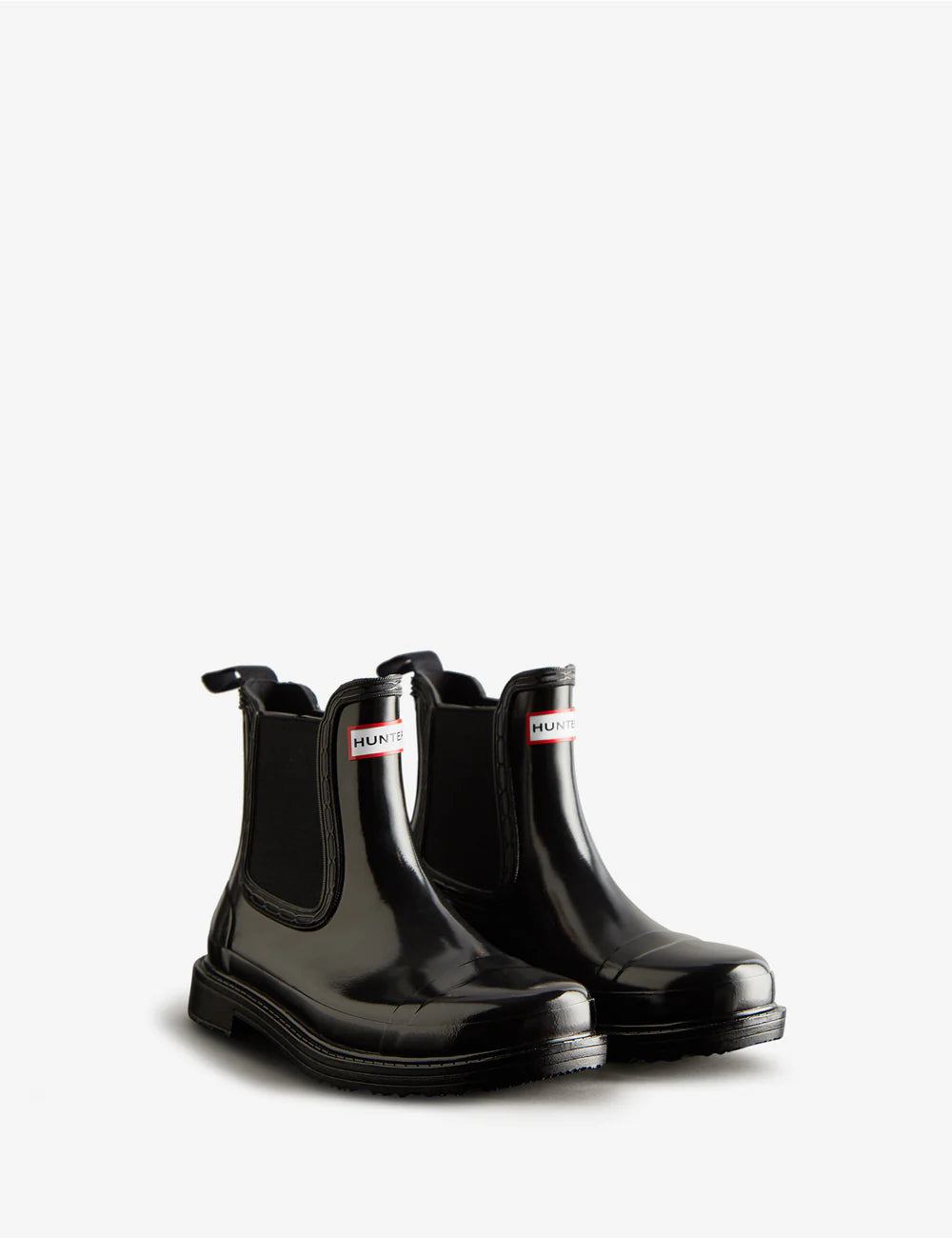 Hunter Women's black commando chelsea gloss boot