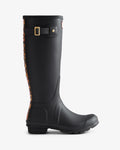 Hunter Women's black leopard print backstrap tall wellington boot