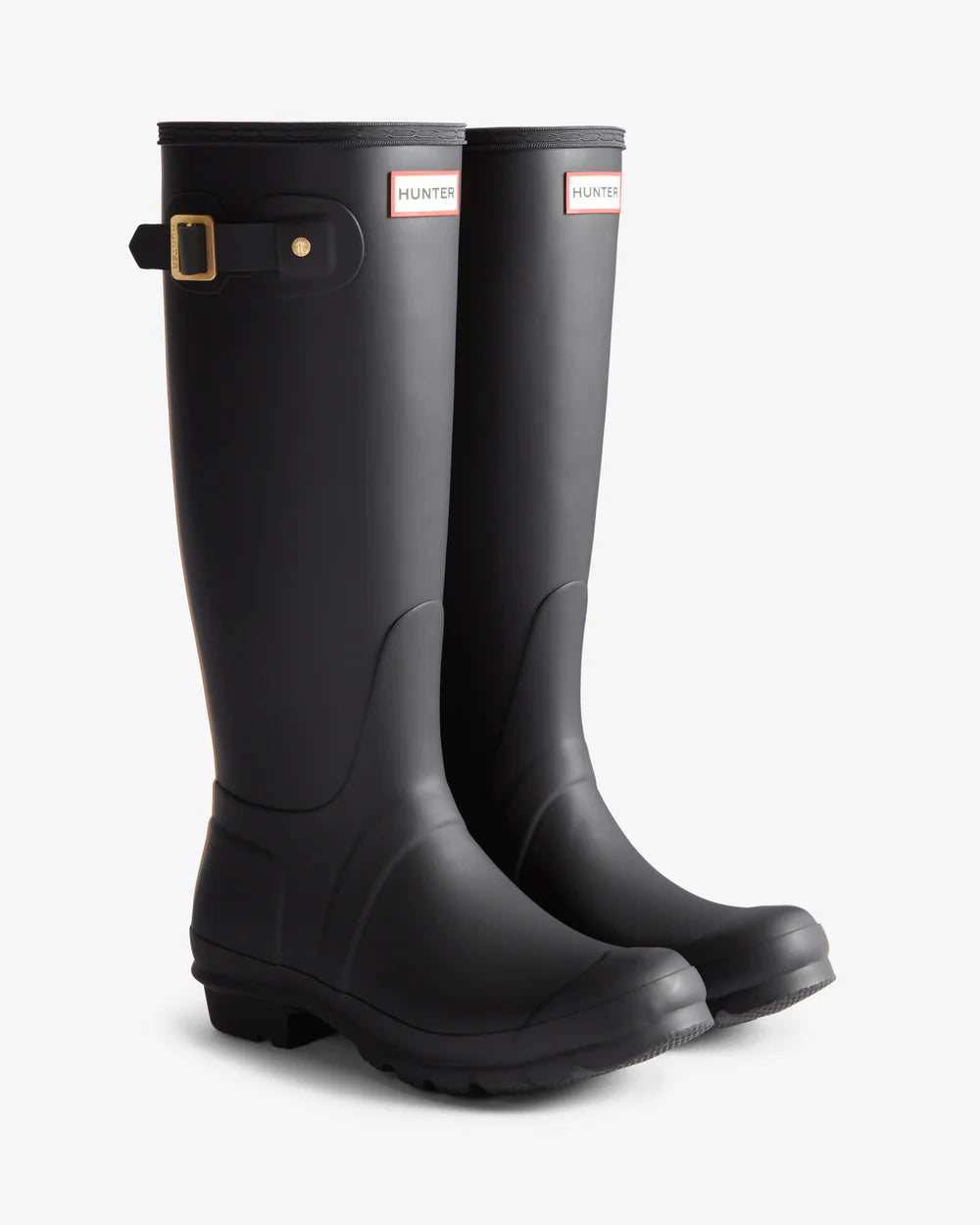 Hunter Women's black leopard print backstrap tall wellington boot
